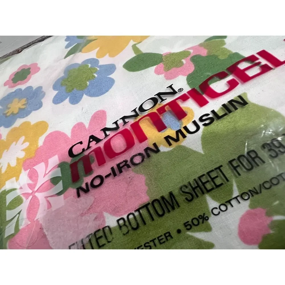Vintage Cannon Monticello 1970s Twin Fitted Sheet Factory Sealed NOS